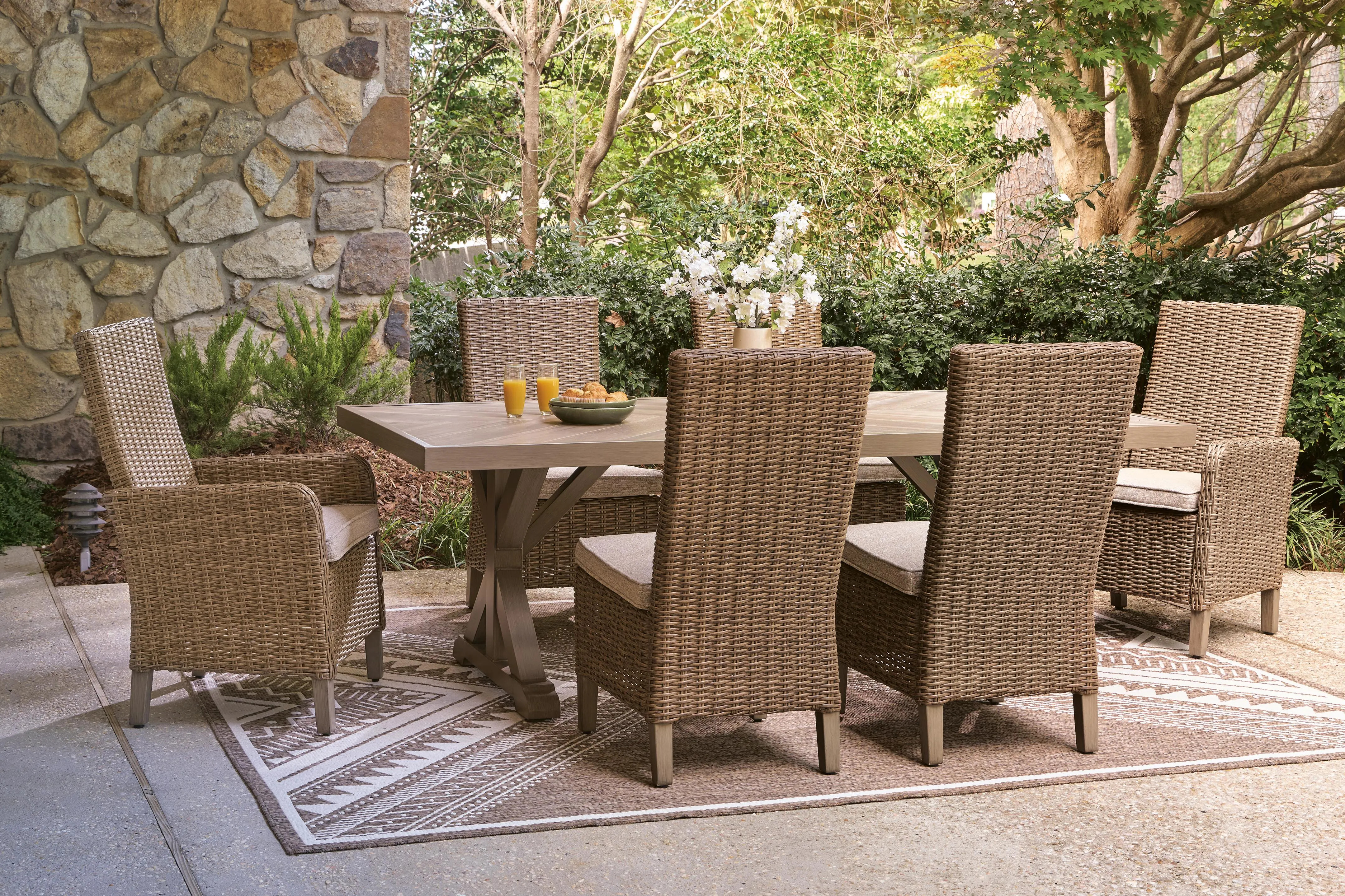 Revare Beach Outdoor Dining Table and 6 Chairs | Ashley
