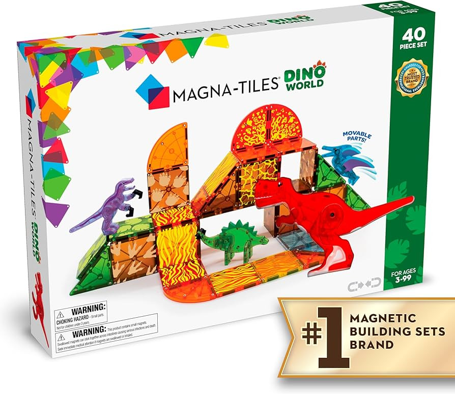 MAGNA-TILES Dino World 40-Piece Magnetic Construction Set, The ORIGINAL Magnetic Building Brand | Amazon (US)