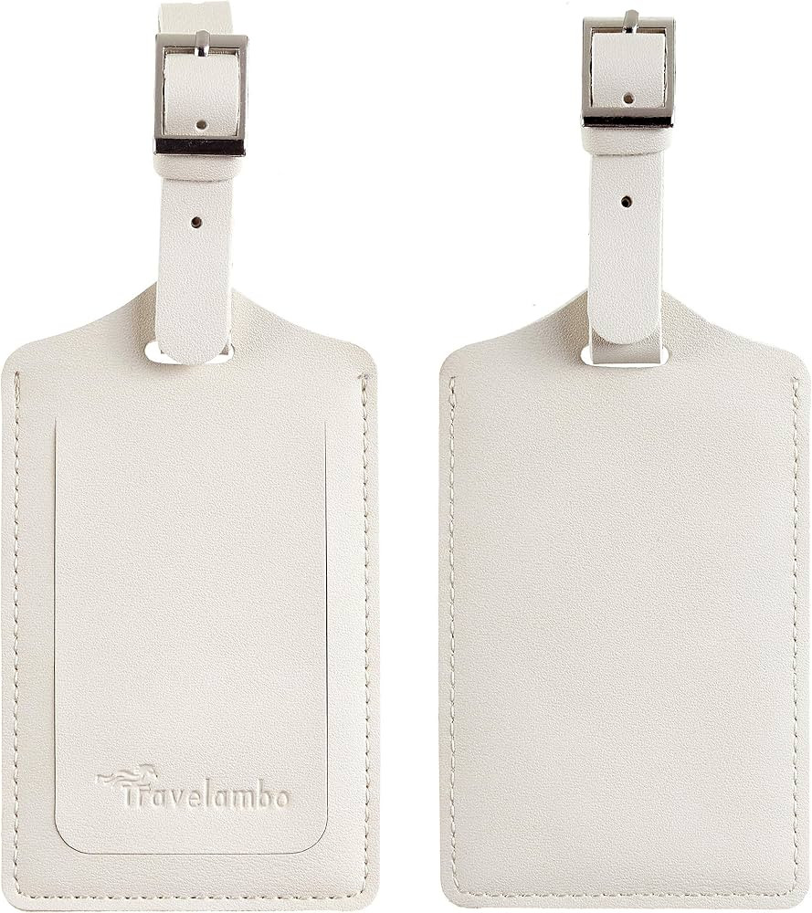 Travelambo Luggage Tag Faux Leather for Suitcase Women Kids Funny Cute (Ivory) | Amazon (US)