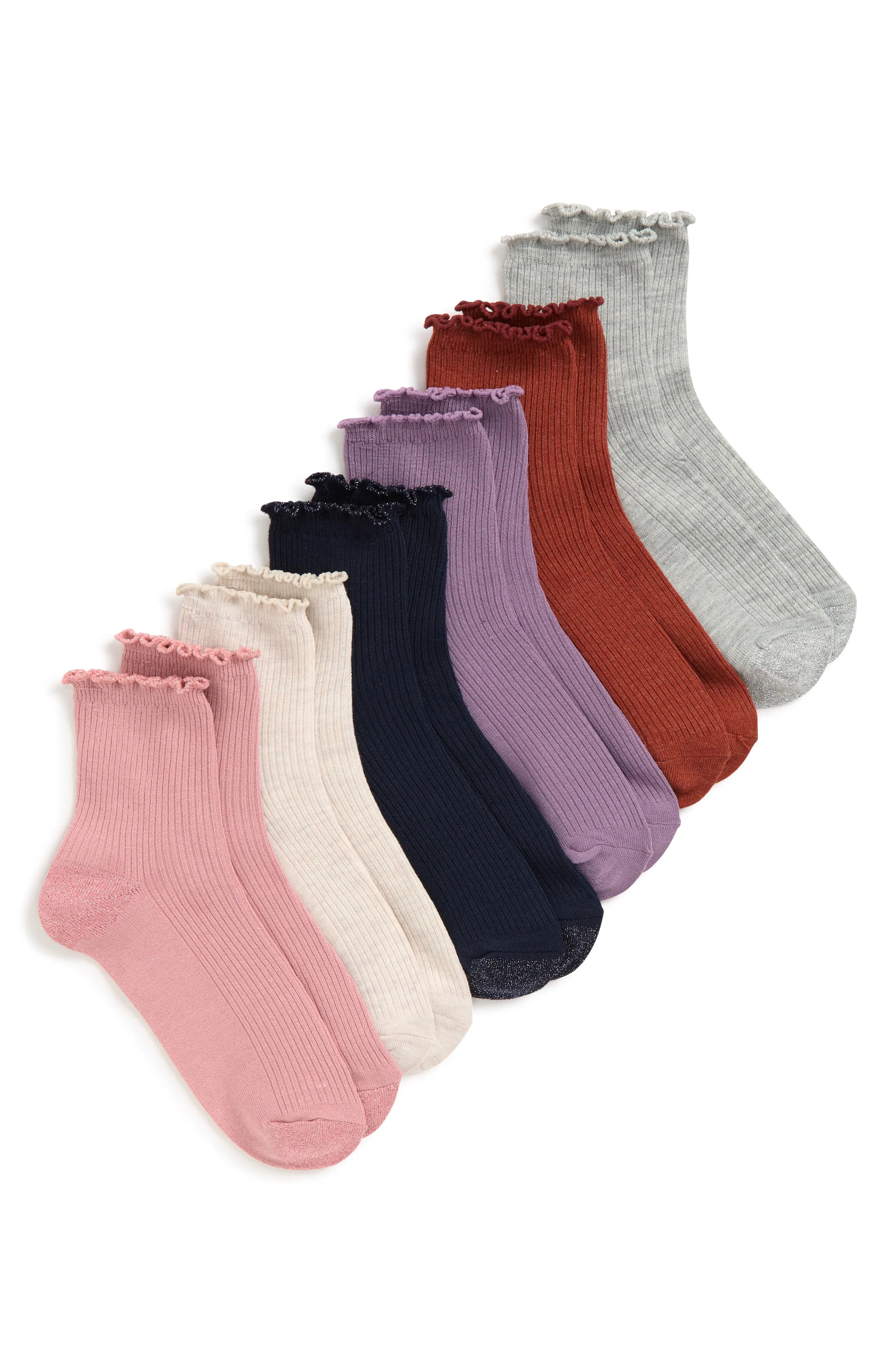 Kids' Assorted 6-Pack Lettuce Edge Crew Socks (Women) | Nordstrom | Nordstrom