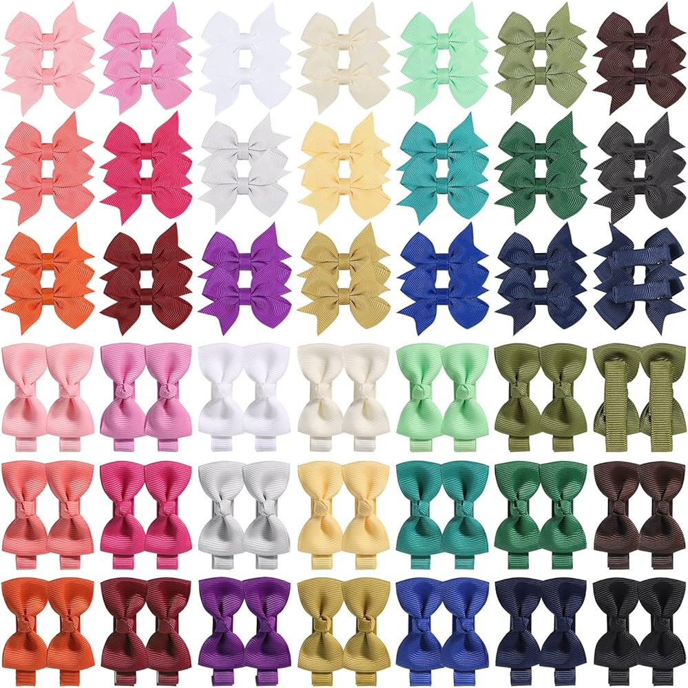 80 Pcs Baby Hair Clips Bows for Toddler Girls Fully Lined Baby Barrettes 2" Hair Bows Clips for G... | Amazon (US)