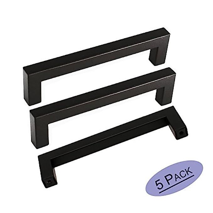 5Pack Goldenwarm Black Square Bar Cabinet Pull Drawer Handle Stainless Steel Modern Hardware for Kit | Amazon (US)