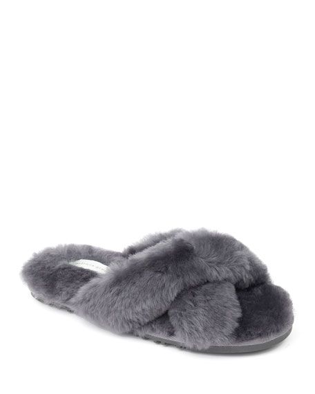 Patricia Green Mt. Hood Shearling Crisscross Slippers | Neiman Marcus