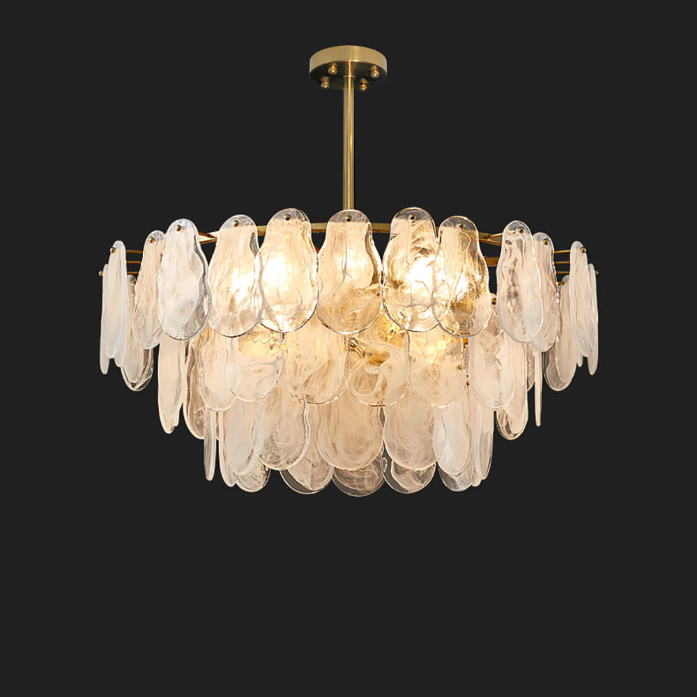 Cloude 8-Light Tiered Cloud Glass Chandelier with Adjustable Hanging Rod Modern | Homary