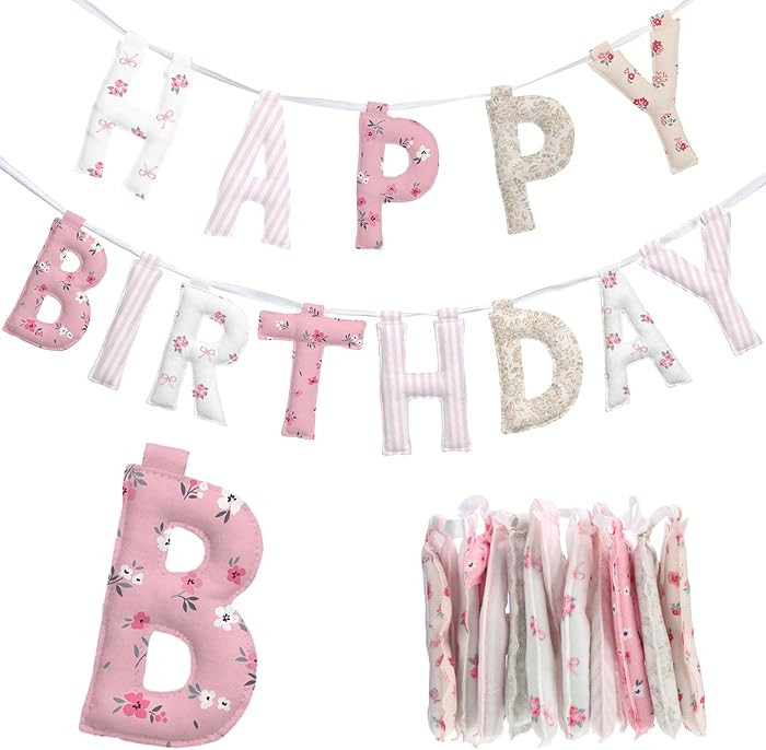 Pre-Strung Happy Birthday Banner Sign Reusable Felt Happy Birthday Garland Hanging Decorations Pa... | Amazon (US)