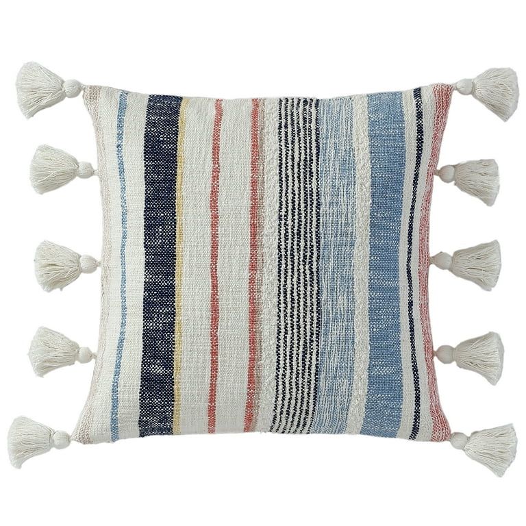 Better Homes & Gardens, Multi Stripes & Tassels Throw Pillow, Multi, 20" x 20", Square, 1 Piece | Walmart (US)