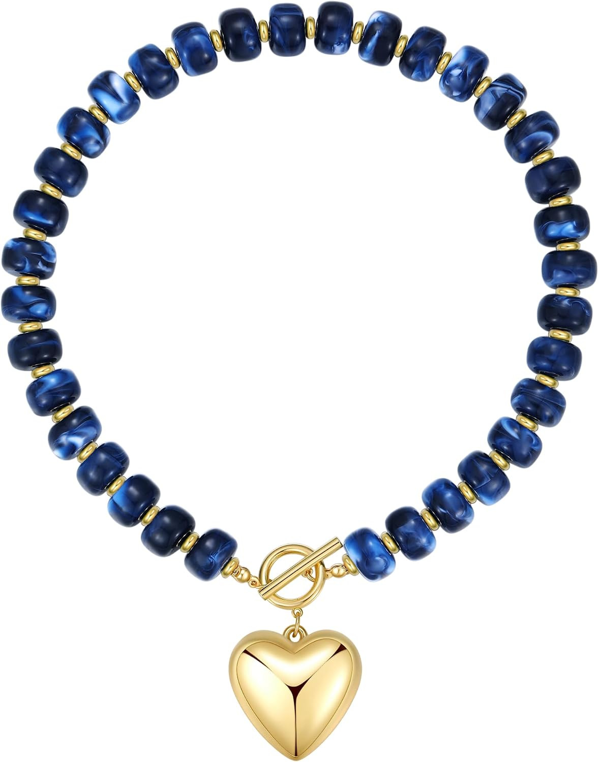 Chunky Heart Necklaces for Women Colorful Resin Beaded Necklaces for Women Gold Puffy Heart Statement Necklace Trendy Acrylic Choker Jewelry Gift | Amazon (US)