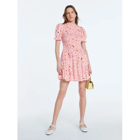 Scoop Women’s Smocked Floral Mini Dress, Sizes XS-4X | Walmart (US)