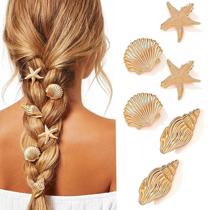 BARTOSI Beach Hair Clips Gold Seashell Hair Clip Starfish Hair Accessories for Women and Girls (P... | Amazon (US)