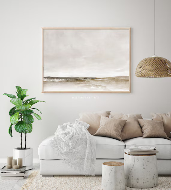 Calming Landscape Painting, Neutral Tone Print, Acrylic Painting, Minimal Wall Art, Modern Art Pr... | Etsy (US)