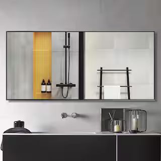 NEUTYPE 71 in. x 31 in. Oversized Modern Rectangle Metal Framed Bathroom Vanity Mirror JJ00946AAF... | The Home Depot