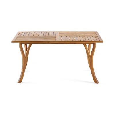 Outdoor 59 Inch Rectangular Solid Wood Table Dining Table,Teak Finish | Wayfair North America