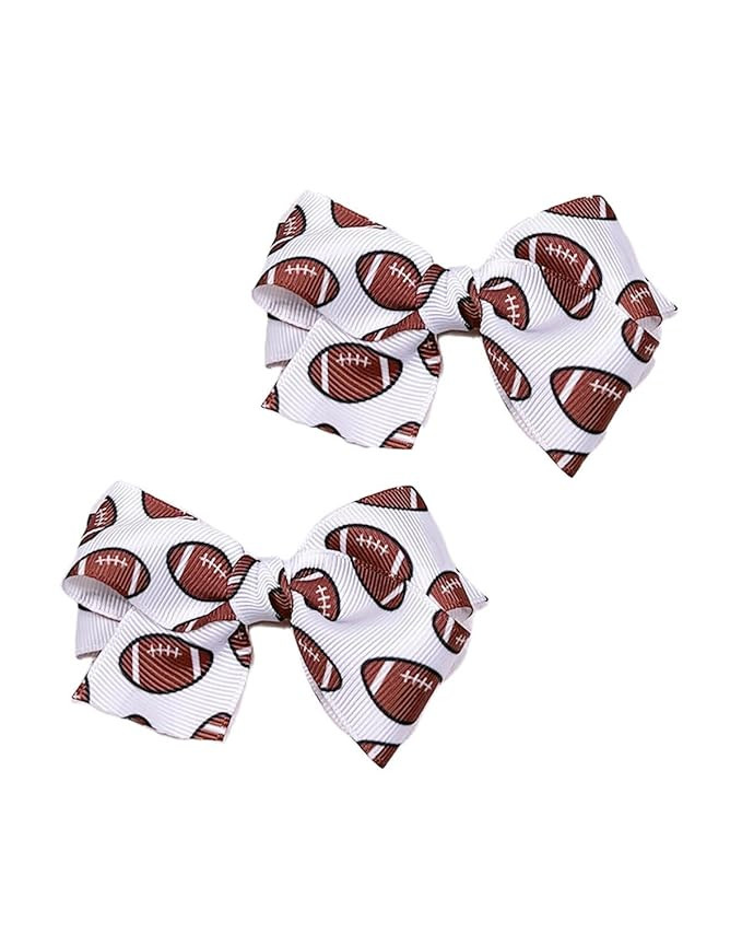 Football Hair Bow Clip Baby Girls Football Hair Barrettes Pin Football Bowknot Hairpin BBG63 (B2) | Amazon (US)