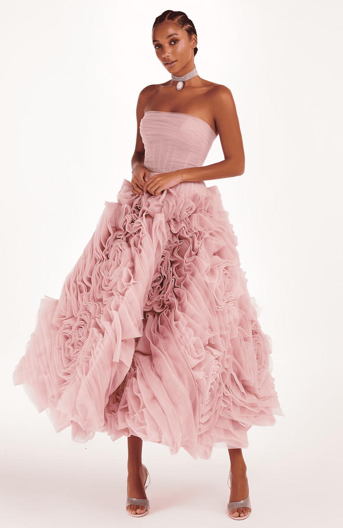 A-Line Tulle Midi Formal Occasion Dress | Nordstrom