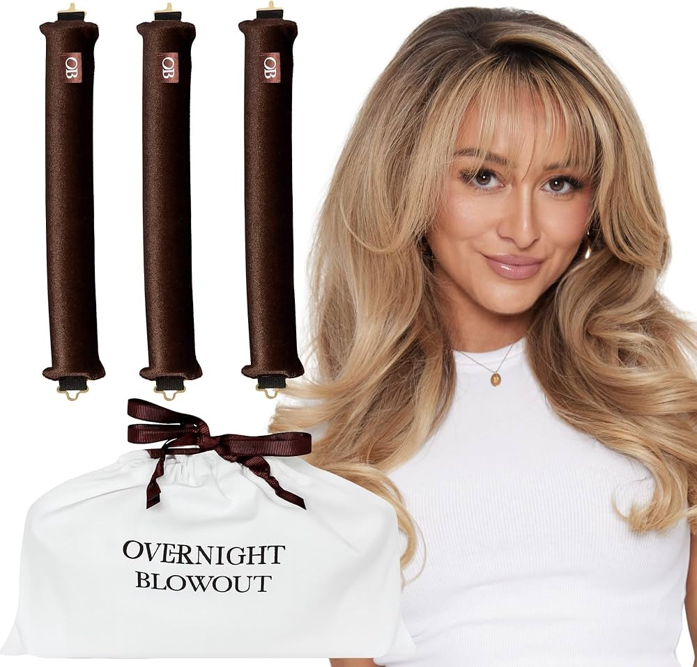 Brown Authentic Overnight Blowout Velvet Hair Rod, Classic 3 Set | Amazon (US)