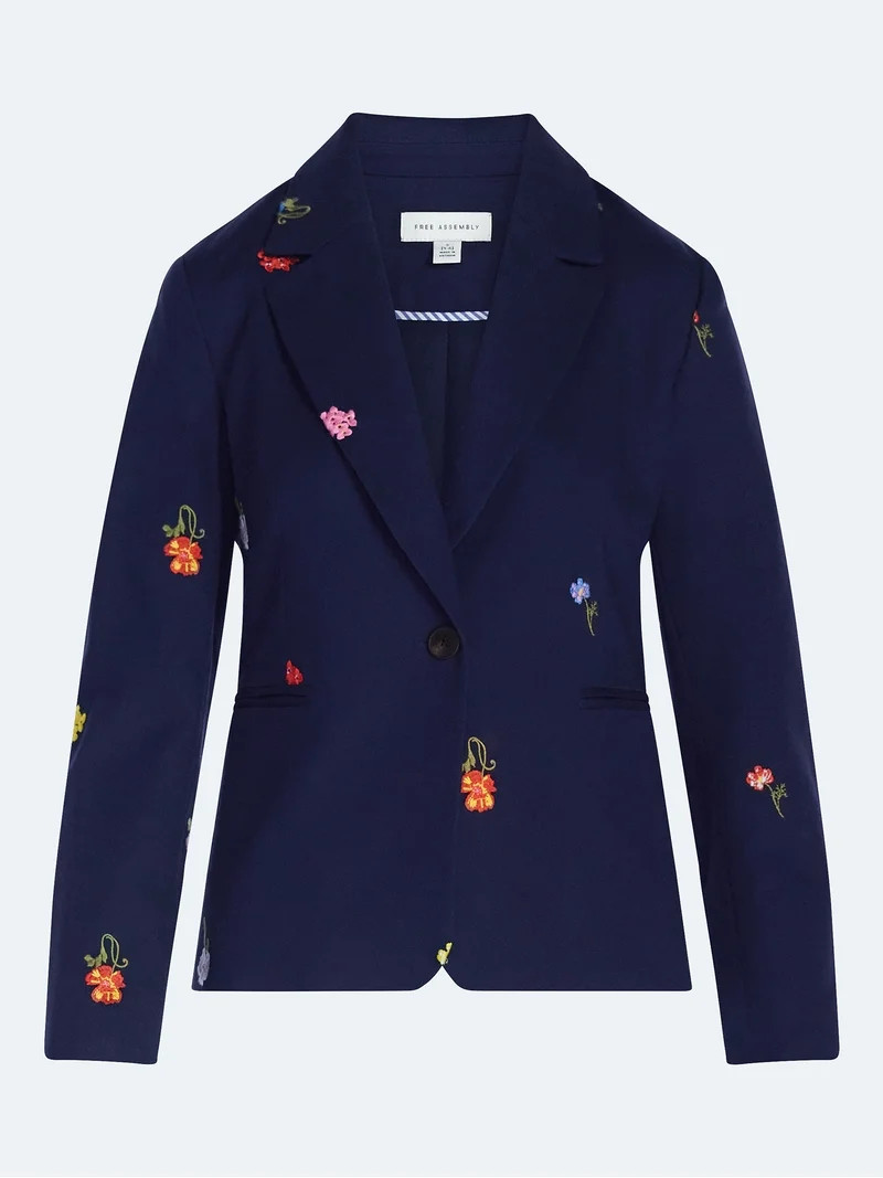 Free Assembly Women's Embroidered Single Breasted Blazer, Sizes XS-XXL | Walmart (US)