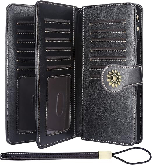 Lavemi Womens Large Capacity RFID Blocking Leather Wristlet Clutch Wallets Card Holder | Amazon (US)