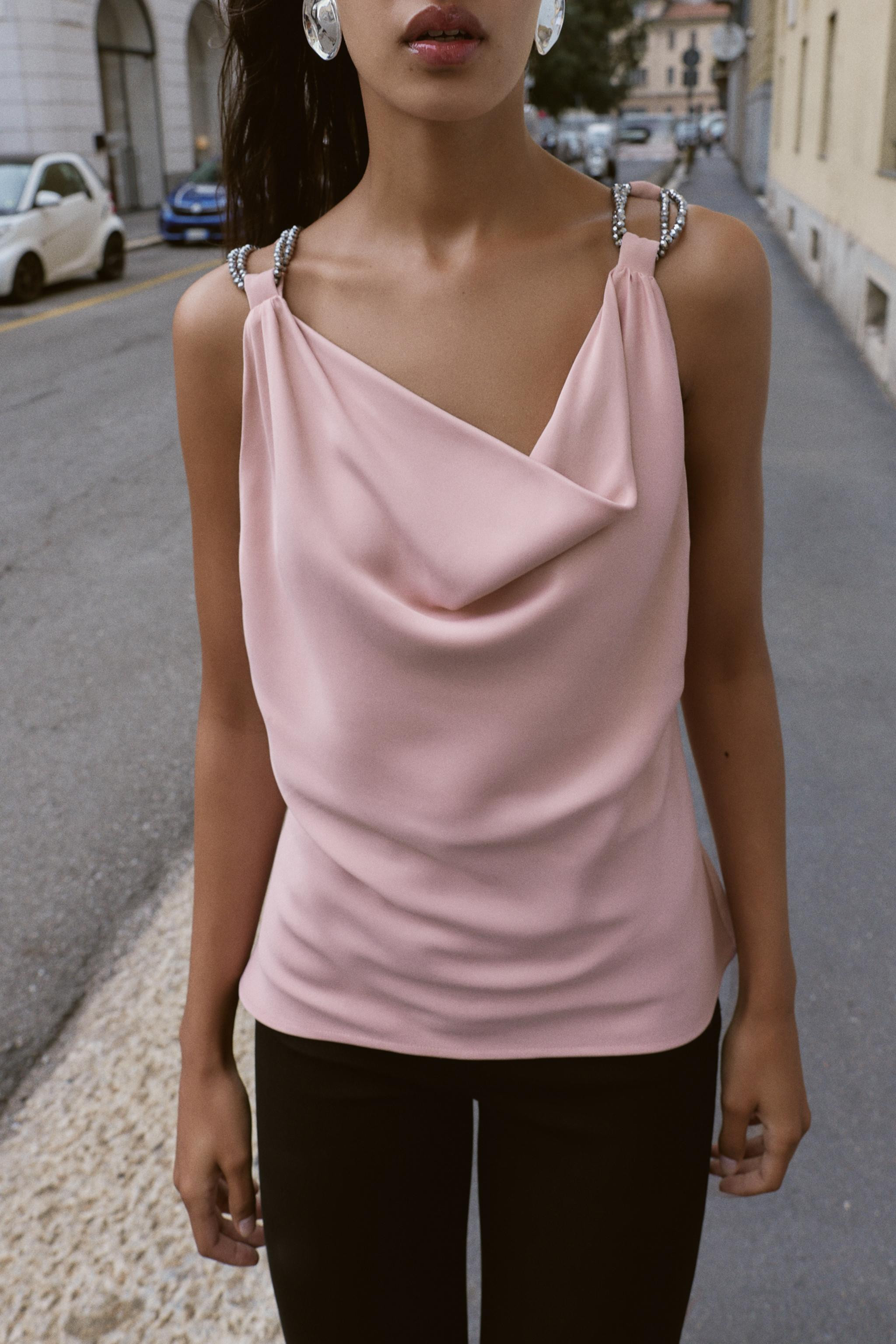 BEADED SATIN EFFECT TOP | Zara US