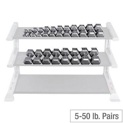 Premium Cast Iron Hex Dumbbell Set Durable Non Rolling Gym Weights for Home and Commercial Workouts - Hex Dumbbell Set - 5 to 50 lb. Pairs | Target