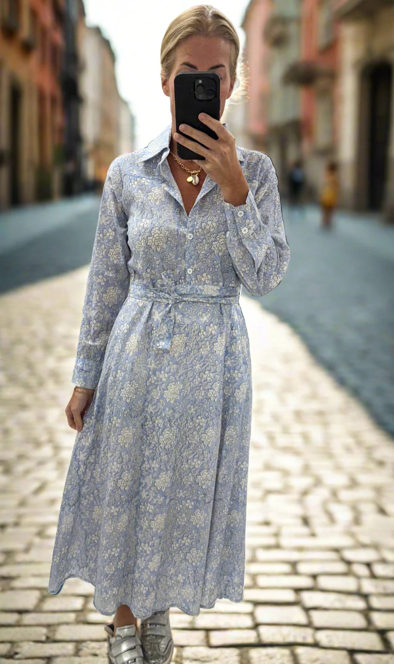 MIDI SHIRT DRESS- LIGHT BLUE | Marea