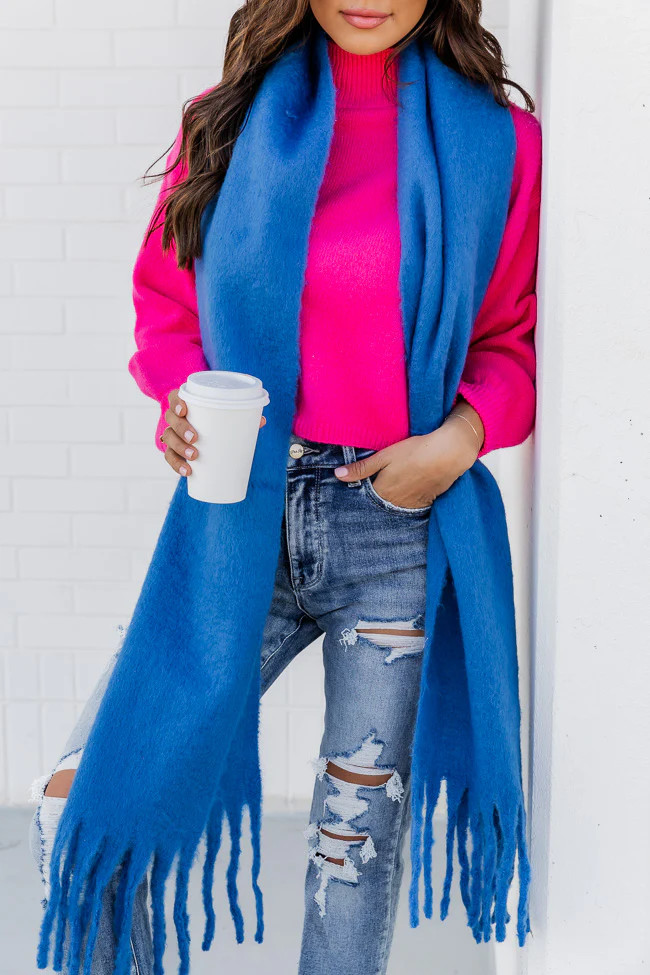 A Little Social Interaction Blue Scarf FINAL SALE | Pink Lily