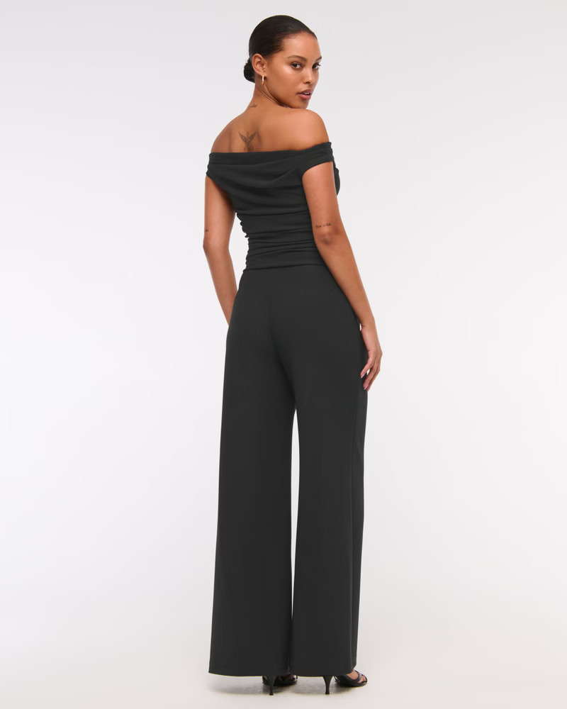 Women's Off-The-Shoulder Draped Jumpsuit | Women's The A&F Wedding Shop | Abercrombie.com | Abercrombie & Fitch (US)