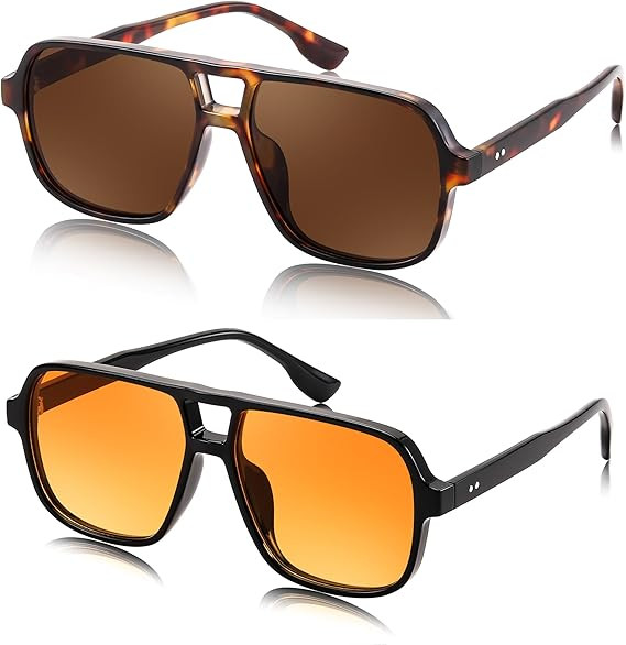 FEISEDY Retro Square Aviator Sunglasses Women Men 70s Vintage Trendy Plastic Frame Sun Glasses B4... | Amazon (US)