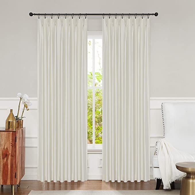 Central Park Ivory 100% Blackout Pinch Pleat Window Curtain for Bedroom Living Room Window Treatm... | Amazon (US)