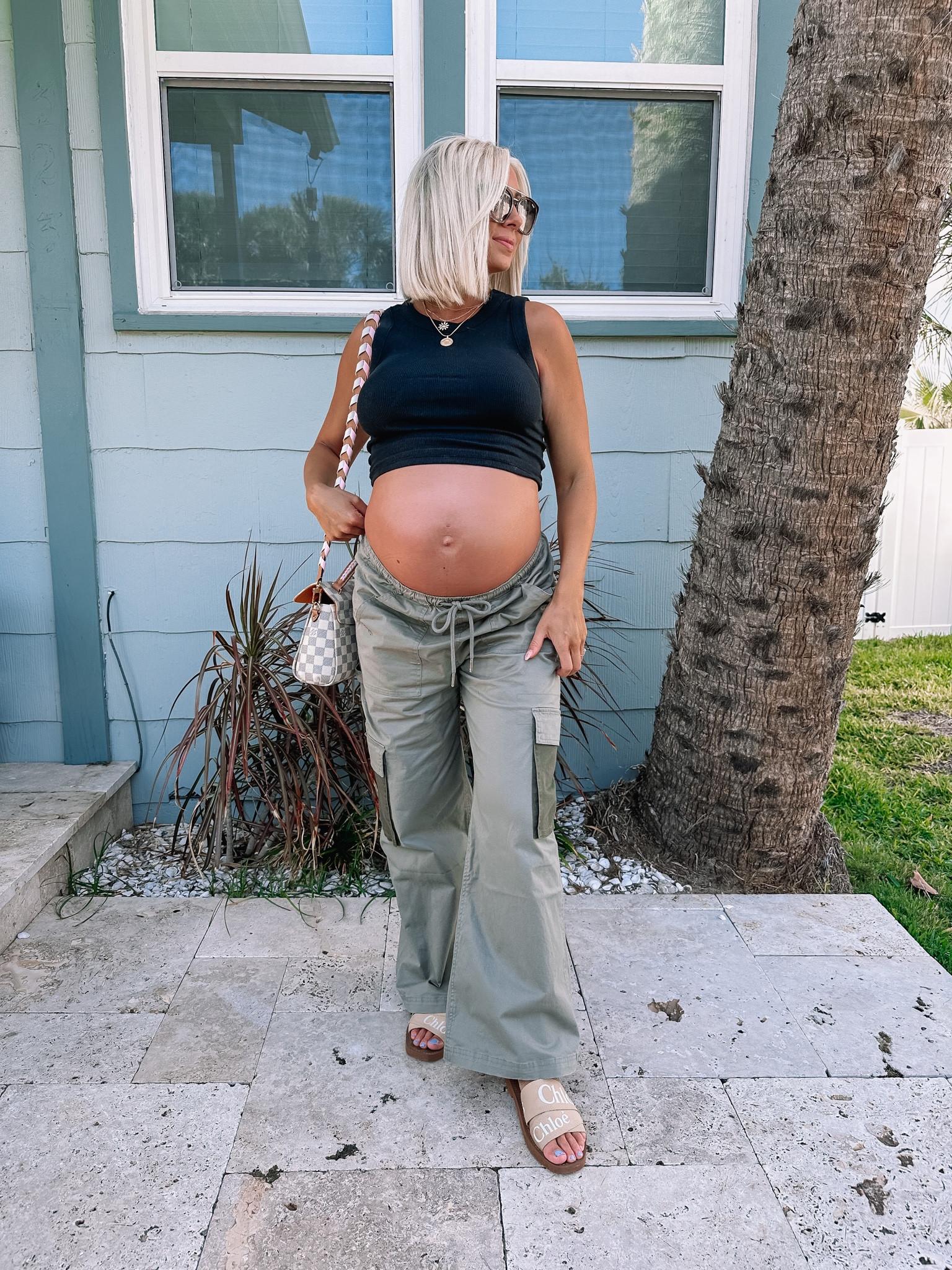 Army pants & flip flops 🤌🏼 
Size small petite in these cargo pants & my tank comes in a pack of 4! Wearing a small 
#bumpstyle #bumpfashion 

#LTKstyletip #LTKunder100 #LTKbump