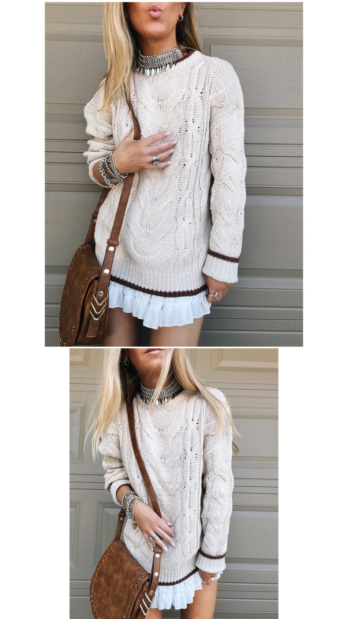 Amazon EVALESS Crewneck Sweater (S)
SHEIN MOD Ruffle Hem Skirt  (XS)
Amazon Bohemian Feather Necklace
•••••••••••••••••••••••••••
boho, boho style, boho outfits, skirt,
ruffle skirt, sweater, oversized sweater, amazon fashion, necklaces, chunky necklace

#LTKStyleTip #LTKPetite #LTKFestival