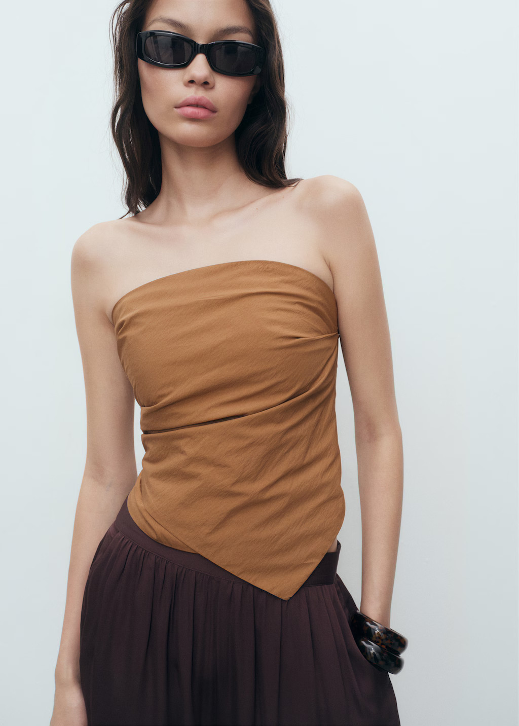 Asymmetrical strapless top - Women | MANGO USA | Mango (US/MX/AU)