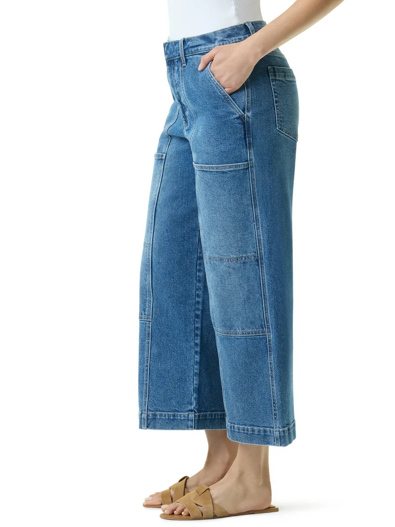 Gloria Vanderbilt Swan Series Women's Utility Wide Leg Crop Jeans, Sizes 2-18 | Walmart (US)