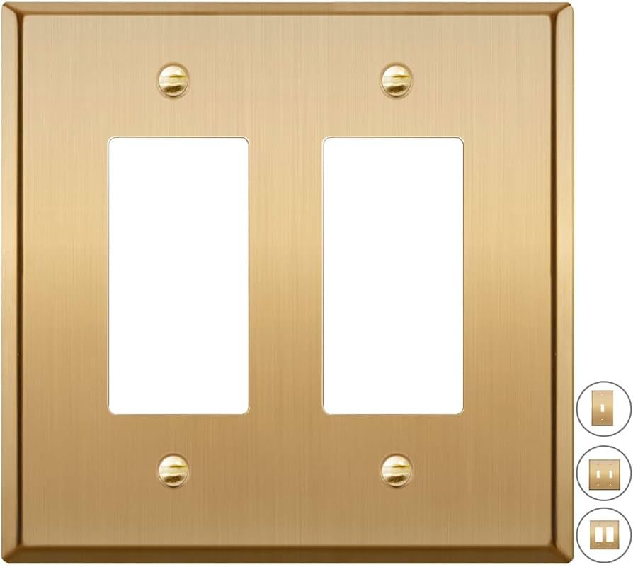 Rio Salto STANDARD SIZE Metal Gold Double Light Switch Wall Plate or Outlet Cover Wall Plate, Cor... | Amazon (US)