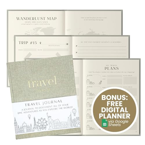 Inspired Ink Travel Journal for Women and Men Travel Bucket List Journal 210 Pages Traveler Adventure Notebook – Itinerary Planner Organizer & Traveling Memory Diary Memorial Gift for Travelers - Grey | Amazon (US)