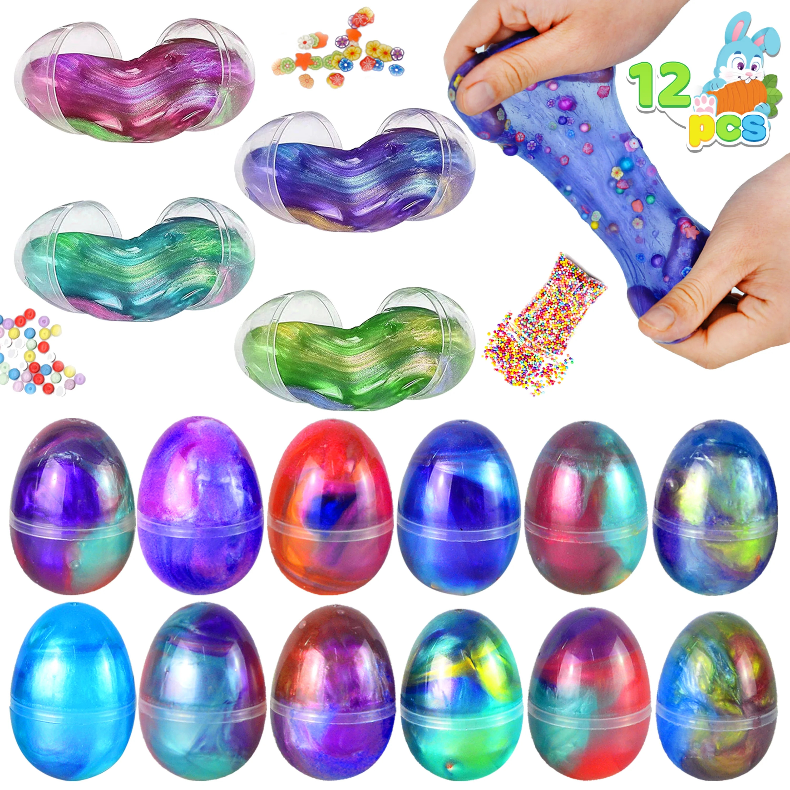 JOYFY 12 Pcs Easter Slime Eggs Kit for Kids Boys Girls Stress Relief Toys Party Favors for Kids,E... | Walmart (US)