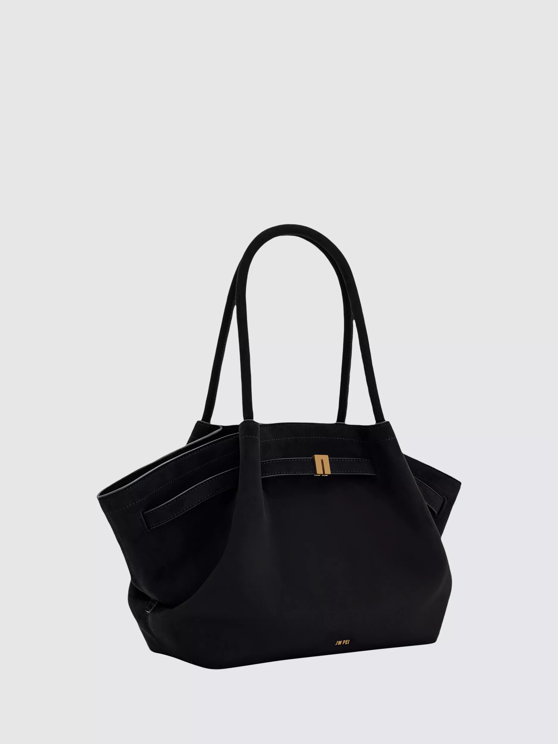 JW PEIHana Medium Faux Suede Tote Bag, Black | John Lewis (UK)