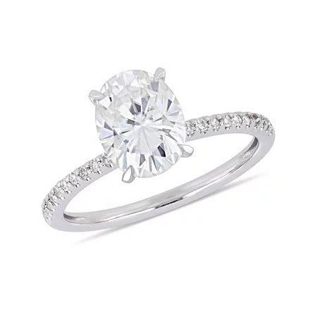 Miabella 2 Carat T.G.W. Moissanite and 1/10 Carat T.W. Diamond 14kt White Gold Engagement Ring | Walmart (US)