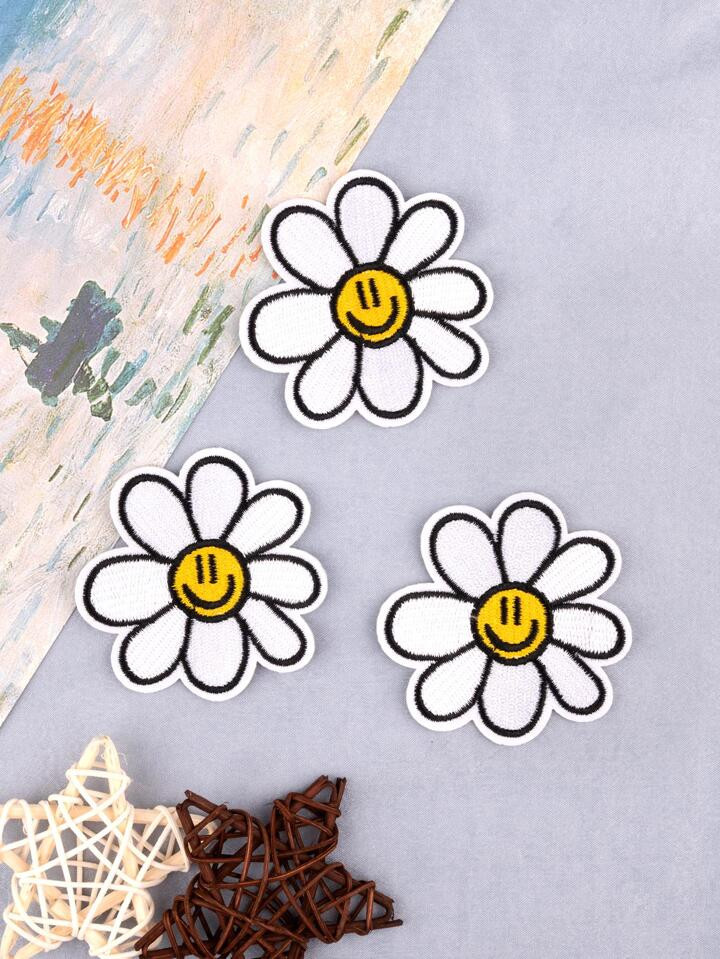 3pcs Flower Embroidered Iron On Patch | SHEIN