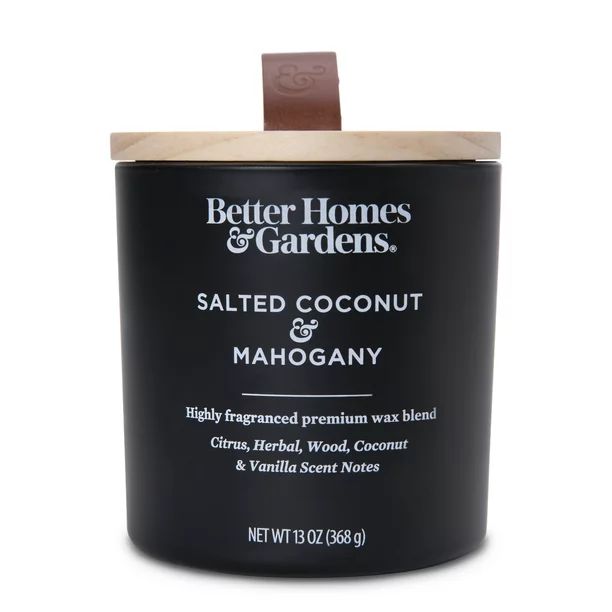 Better Homes & Gardens 13oz Salted Coconut & Mahogany Scented Wooden Wick Jar Candle - Walmart.co... | Walmart (US)