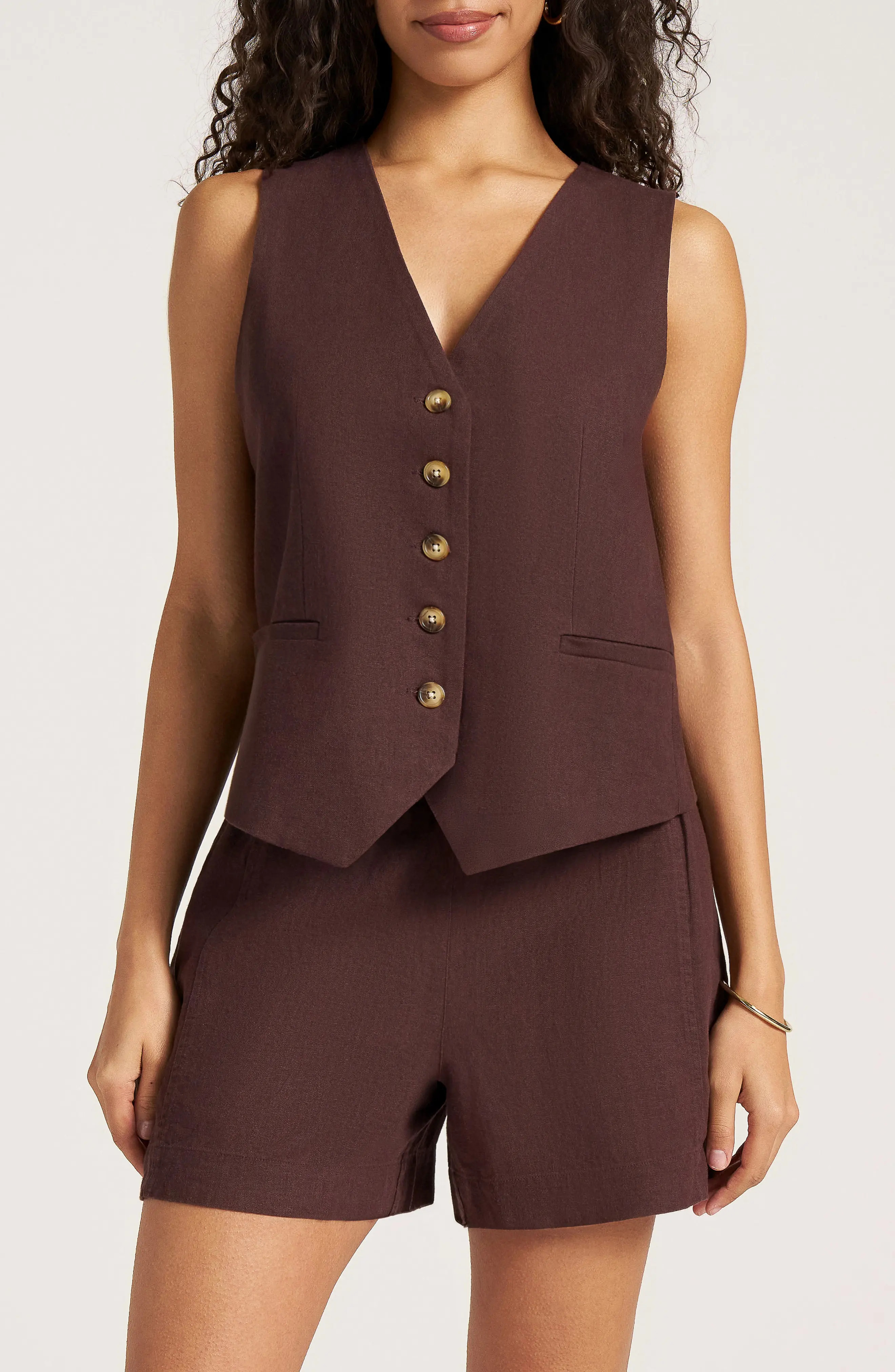 matty m. Davenport Linen Blend Vest (Women) | Nordstrom | Nordstrom