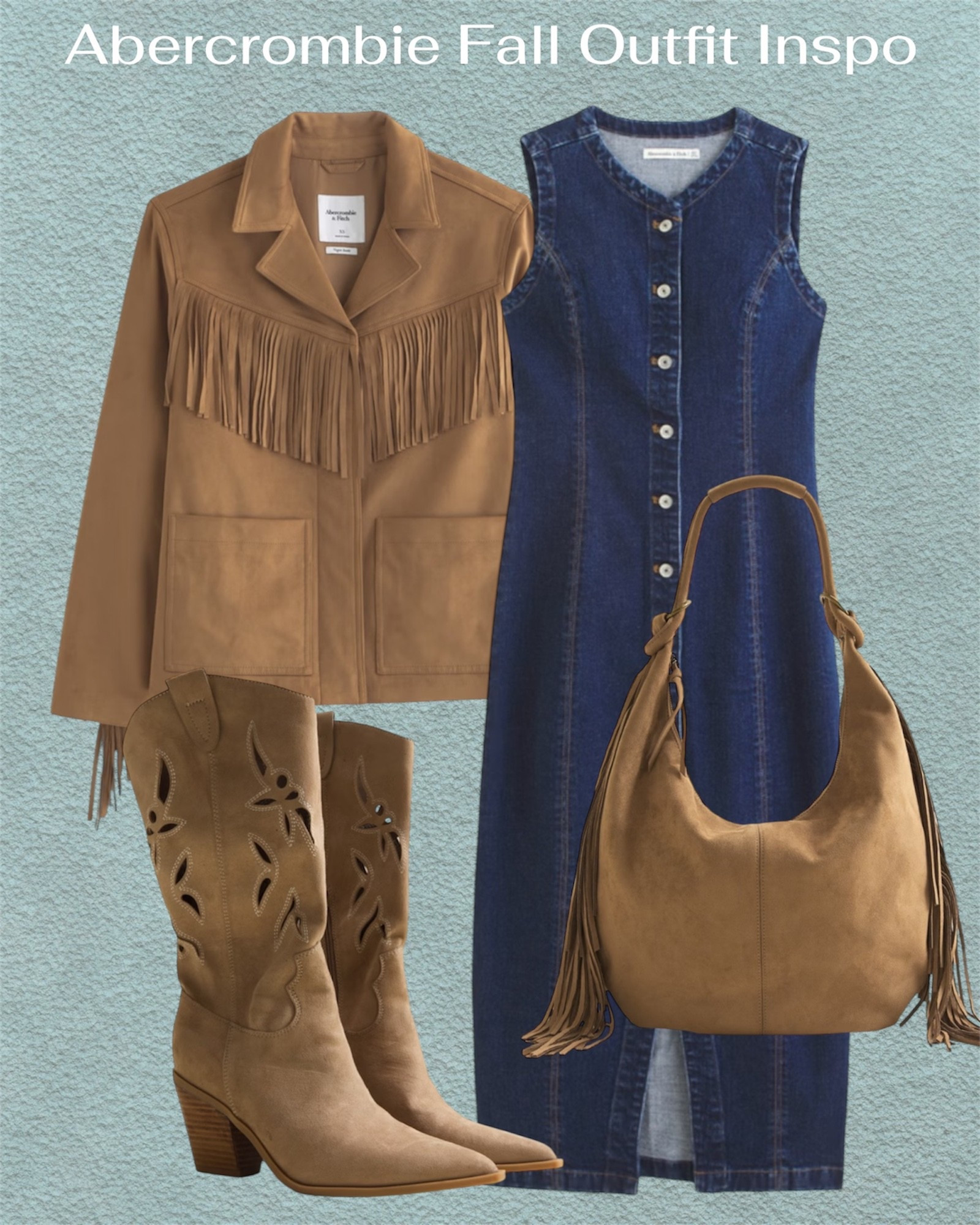 Fall outfit inspo from Abercrombie.




Suede bag, Fall style, fall fashion, Abercrombie fall fashion, A&F fall outfit, fall jacket, best sellers, top sellers, neutral outfit, denim dress, denim vest, cowboy boots, fringe suede jacket, suede fringe jacket #LTKFallSale

#LTKItBag #LTKShoeCrush #LTKSaleAlert #LTKSeasonal