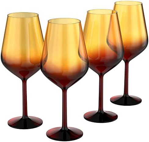 Rakle Wine Glasses Set of 4 – 16.5oz Brown Long Stem Wine Glasses for Red and White Wine – Pr... | Amazon (US)