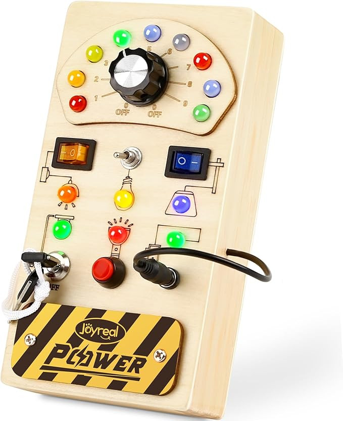 Joyreal Toddler Busy Board, Wooden Montessori Busy Board Sensory Board with LED Light Switch, Sen... | Amazon (US)