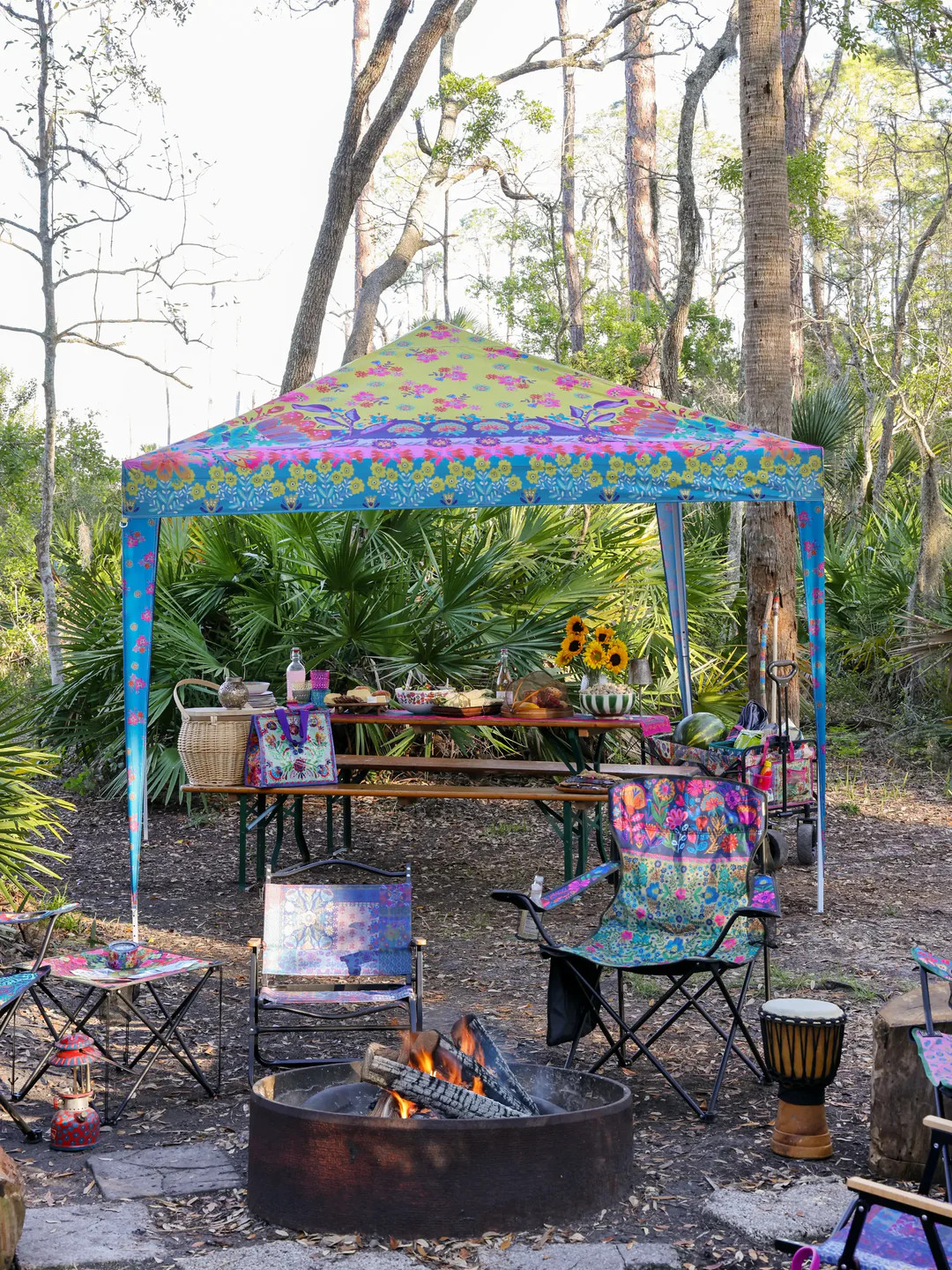 Live Happy Instant Canopy Tent - Dark Teal Floral | Natural Life
