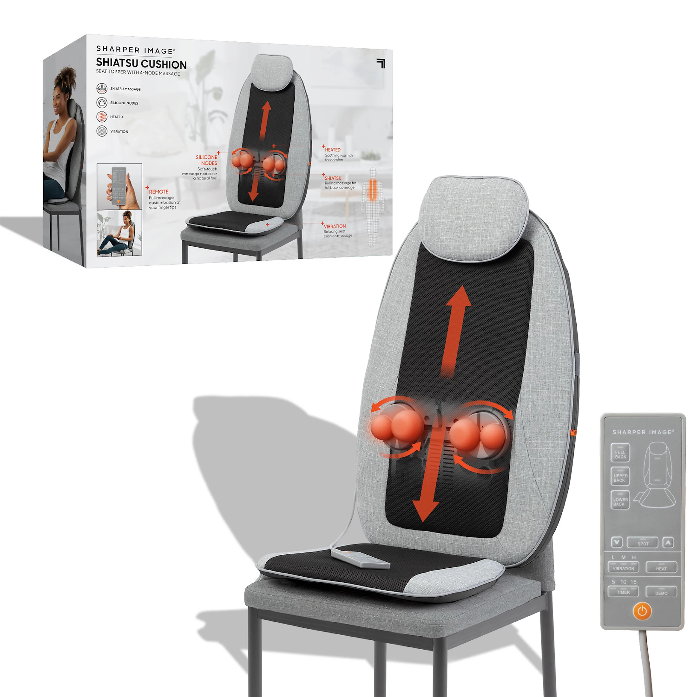Sharper Image Massager Seat Topper 4-Node Shiatsu with Heat & Vibration | Kohl's
