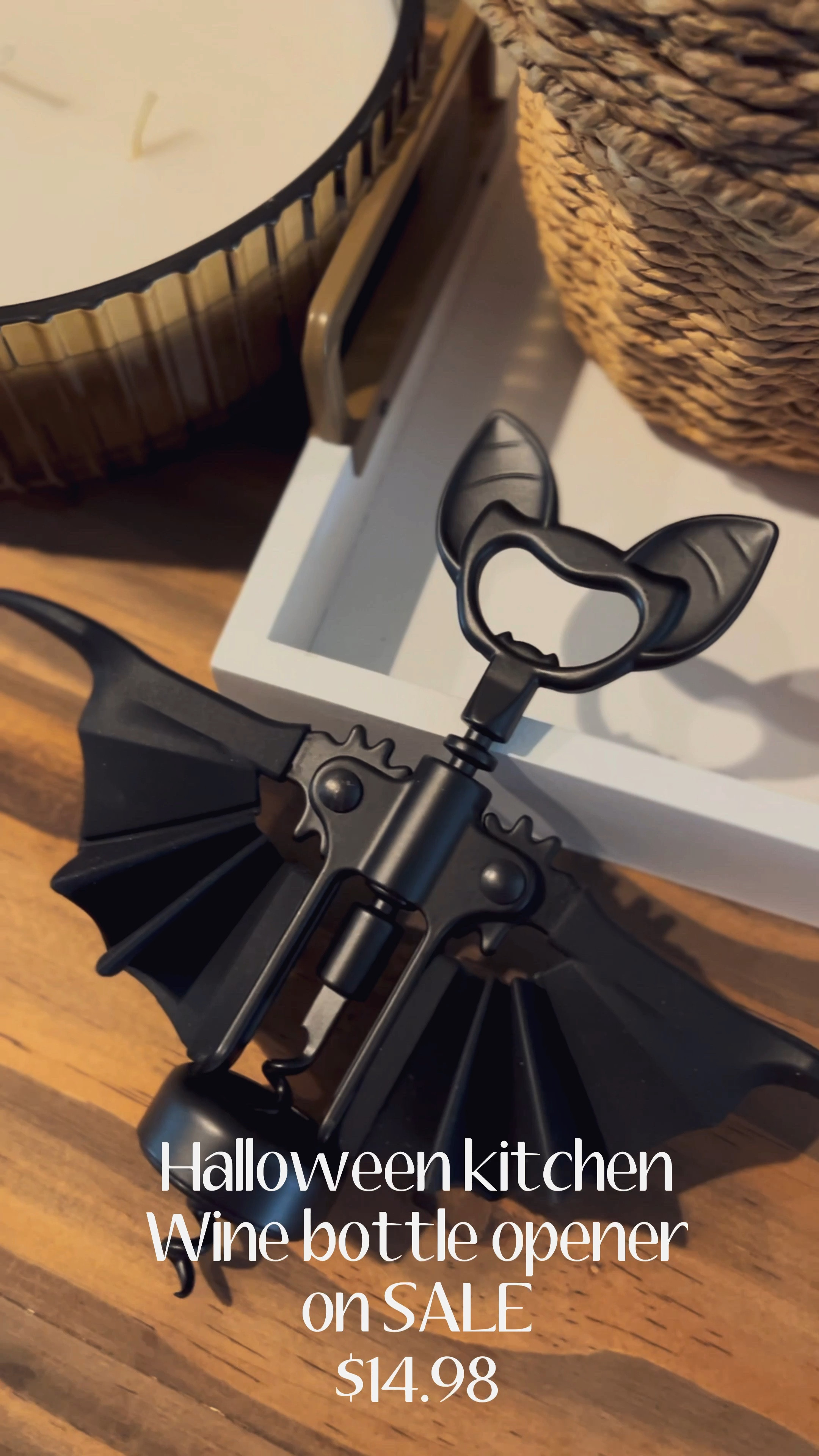 My Vino Spooky Bat Wine Opener - 2-in-1 Wine / beer bottle opener is on sale! Perfect addition to your spooky kitchen. Halloween party. Halloween decor. Halloween kitchen. Kitchen gadget .


#spooky #halloween #bat #wine #bottleopener #amazon

#LTKHalloween #LTKparties #LTKsalealert