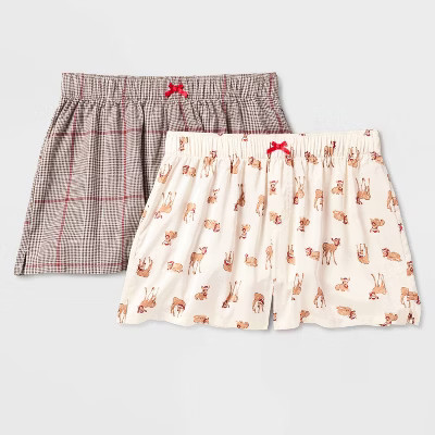 Women's 2pk Flannel and Satin Boxer Pajama Shorts - Wild Fable™ | Target
