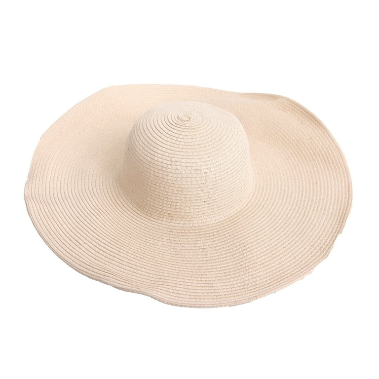 HDE Women's Floppy Packable Wide Brim Sun Shade Derby Beach Straw Hat (Beige) | Walmart (US)