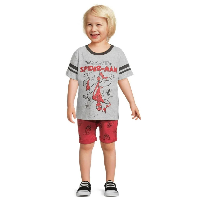 Marvel Boys Spiderman Graphic Tee and Shorts, 2-Piece Set, Size 12M-5T | Walmart (US)