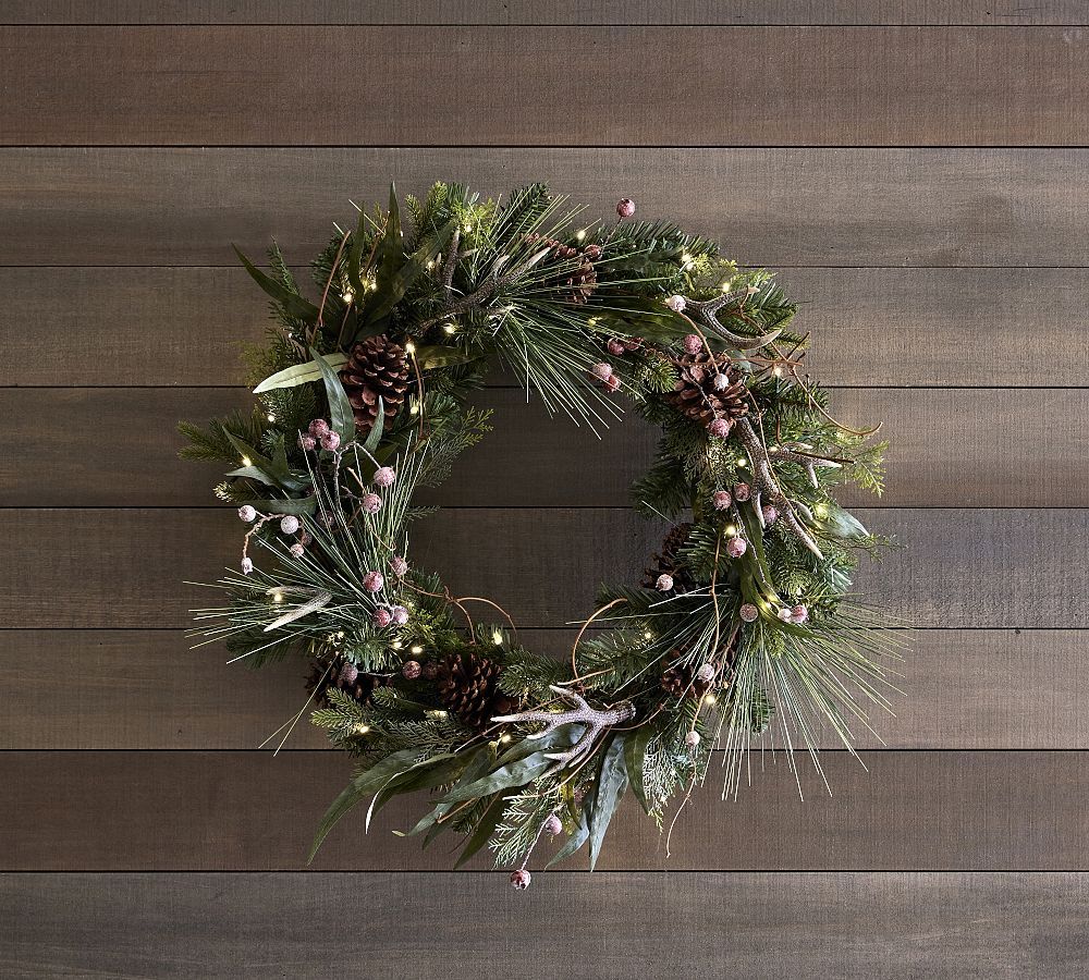 Lit Faux Tahoe Pine Wreath & Garland | Pottery Barn (US)